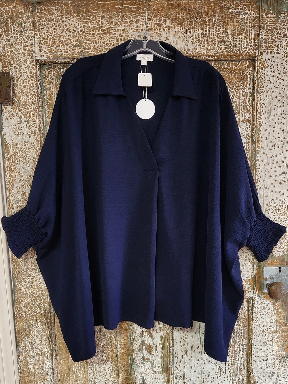New Oddi Navy Oversized Vneck Top - Picture 3 of 3